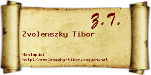 Zvolenszky Tibor névjegykártya